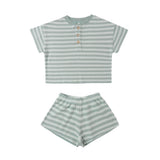 Rylee + Cru Summer Waffle Set Sea Green Stripe