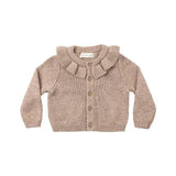 Quincy Mae Ruffle Collar Cardigan Heathered Almond