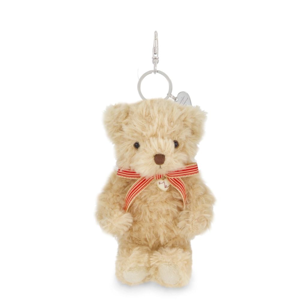 Snuggle Bunnies Arthur the Bear Keyring- Red stripe bow