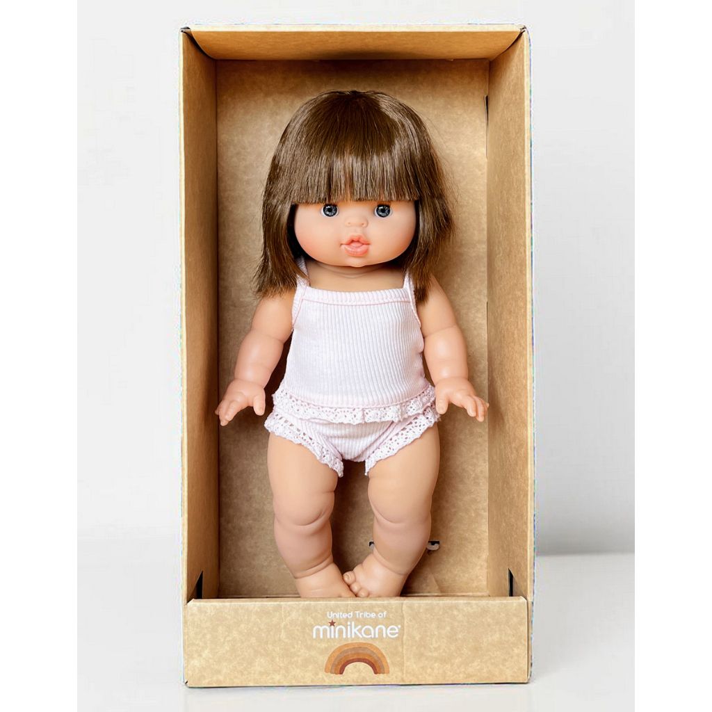 Minikane Gordis Doll 34cm in Box - Chloé in pastel pink underwear