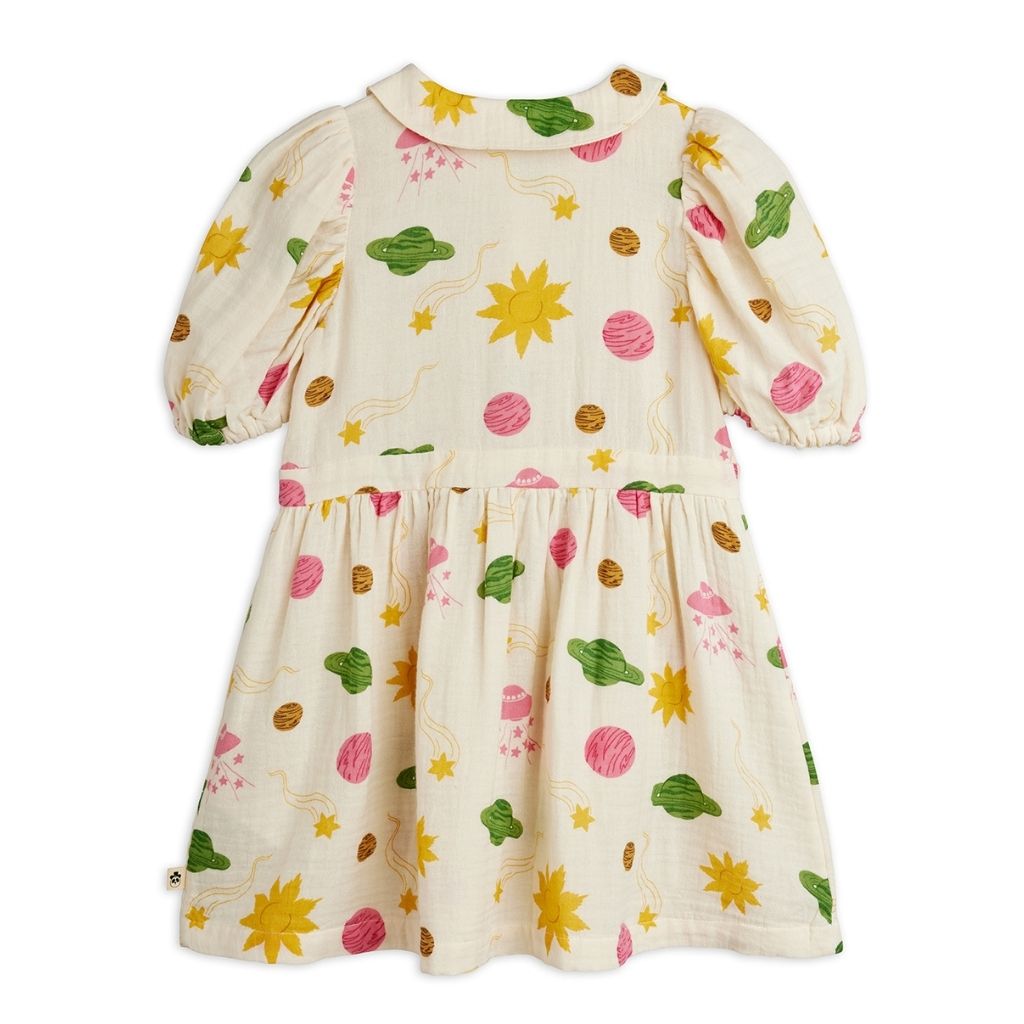 mini rodini panda dress Mini Rodini Space AOP Muslin Woven SS Dress