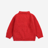 Bobo Choses Baby Blossom cardigan in red recycled wool and cashmere knit, button front