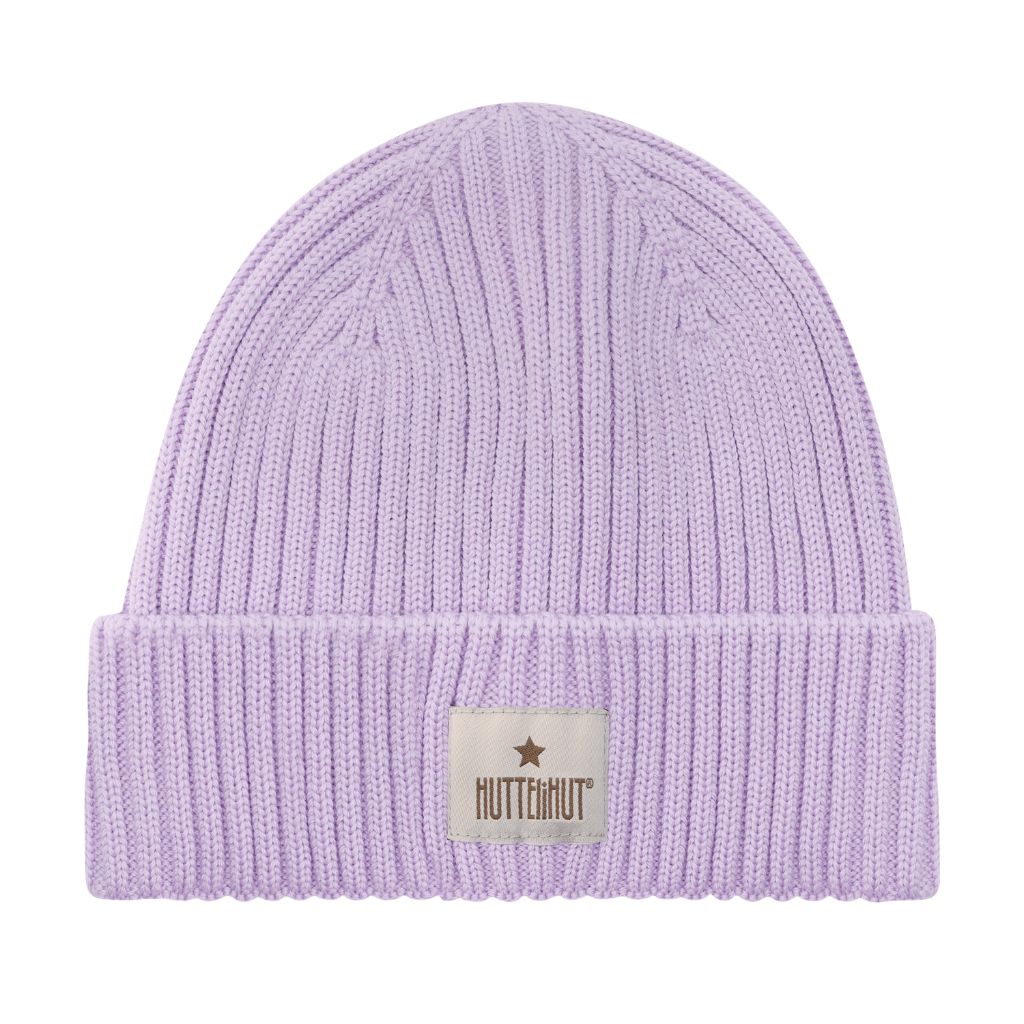 Huttelihut Hat Wool Knit Color Block Purple Rose