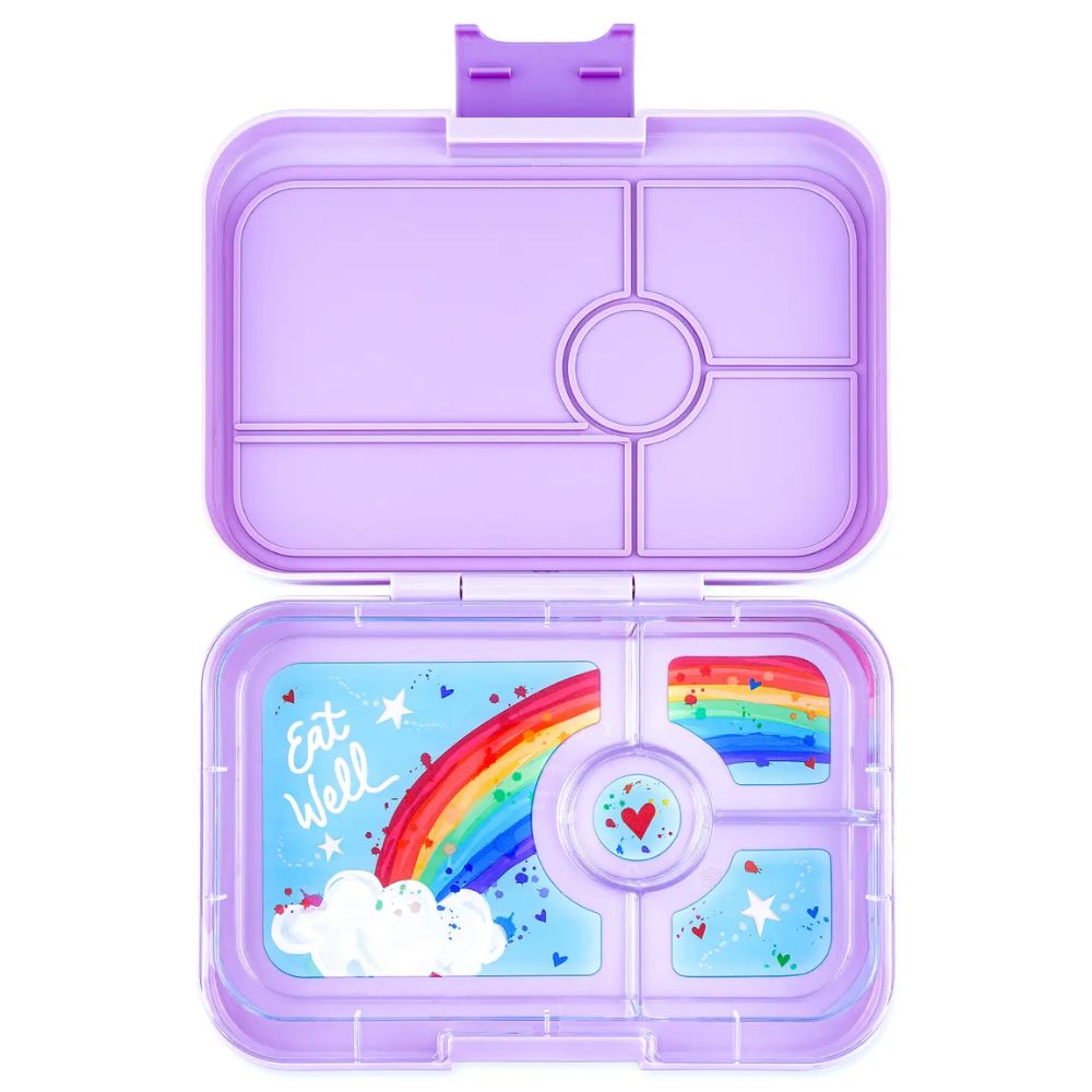 Yumbox Tapas - Leakproof Bento Box 4 or 5 Compartment Trays Seville Purple / Rainbow Tray