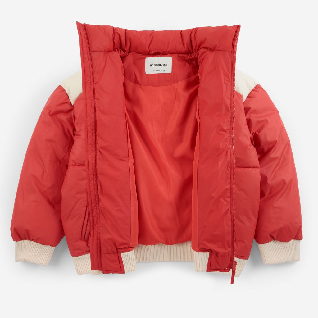 Bobo Choses Mush Monster anorak in red recycled polyamide, relaxed fit lightweight rain layer