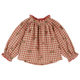 Emile & Ida Wide Embroidered Blouse Gingham Embroidery