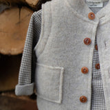 1 + in the Family NUORO taupe houndstooth baby henley in fleece with a button placket