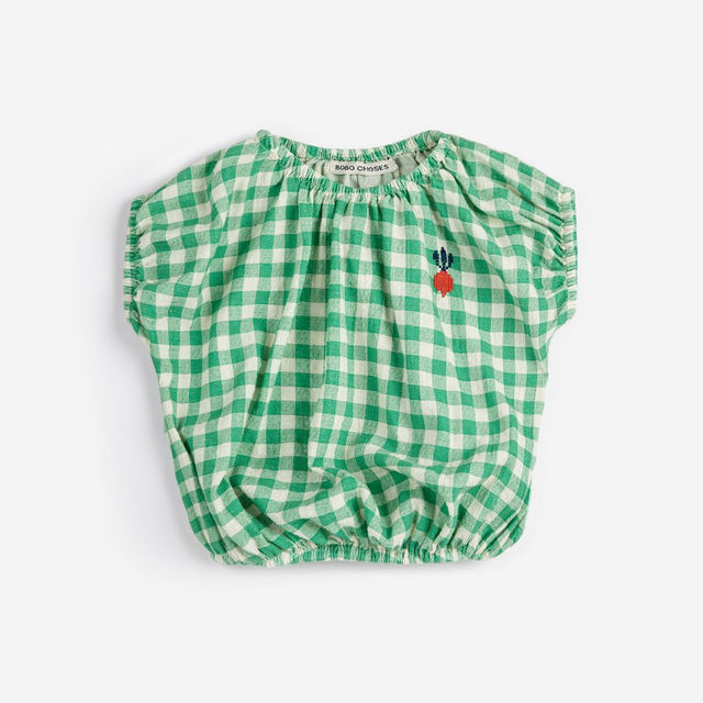 Bobo Choses Baby Pixel Sugar Beet vichy woven blouse