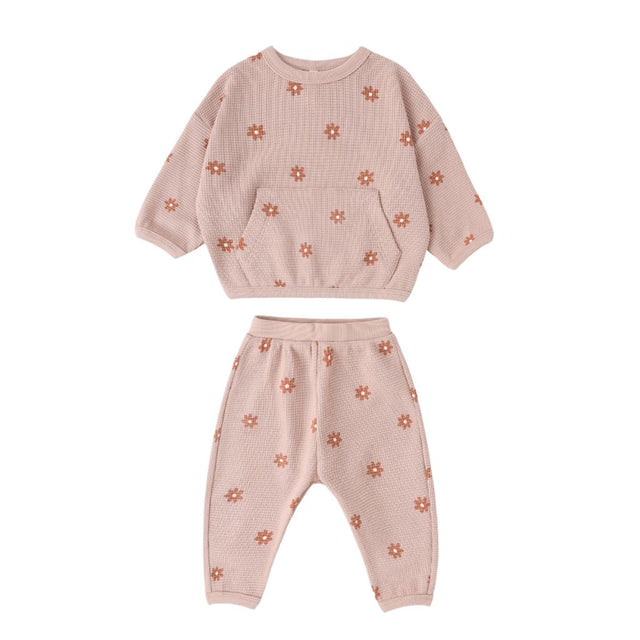 Quincy Mae Waffle Sweater Set Pink Daisy