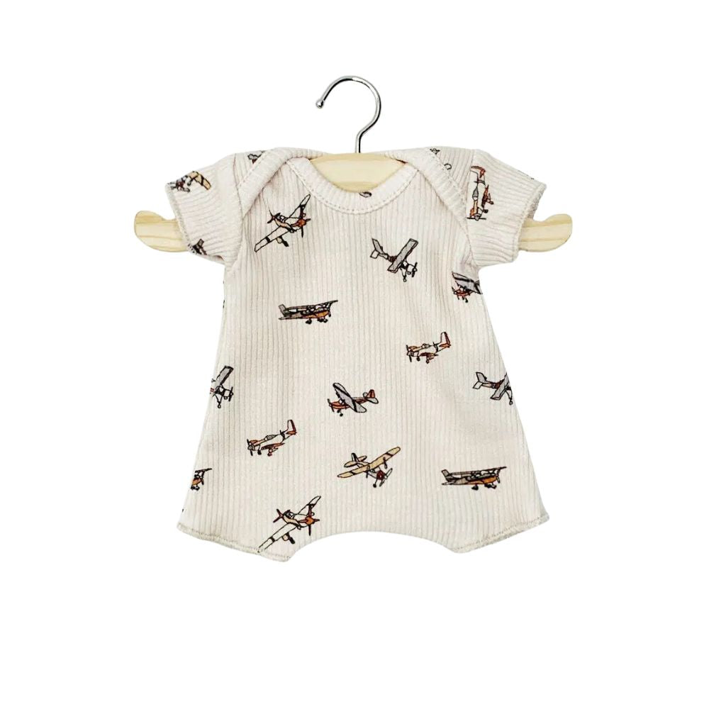 Minikane Babies Collection 28cm- Ribbed Knit Bodysuit Shorty Avions Beige