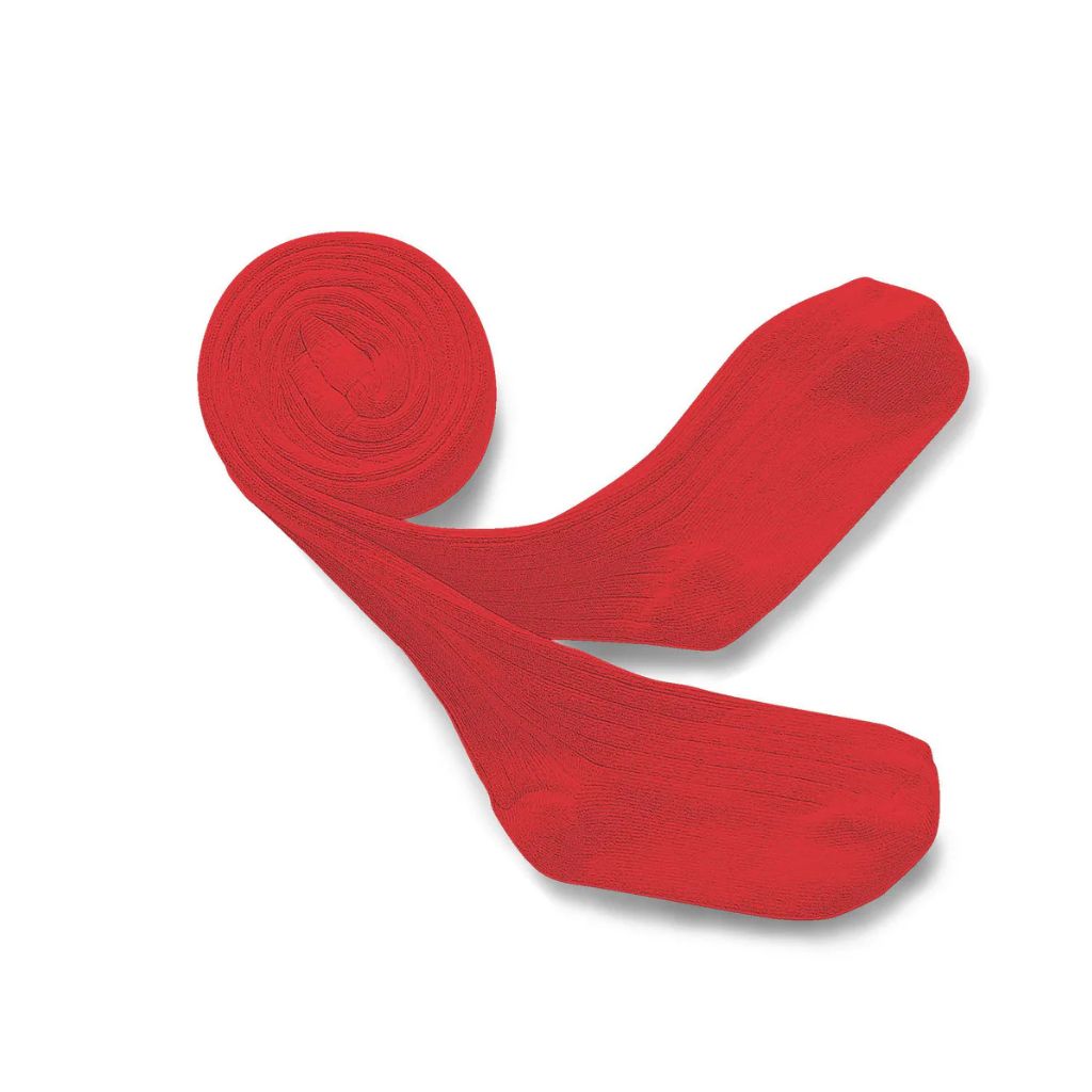 Collegien Louise Plain Ribbed Tights Poppy