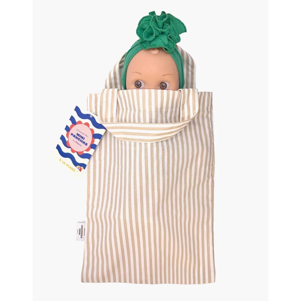 Minikane Mini Panchas Doll 27cm Ninon at the beach - Blue Striped outfit