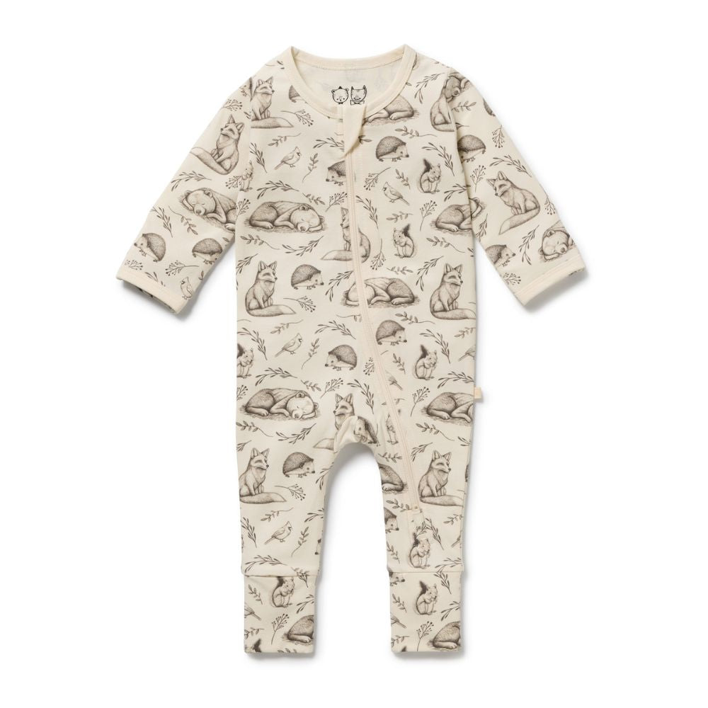Wilson & Frenchy Foxglove Forest Organic Zipsuit with Feet