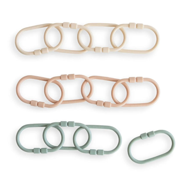 Mushie Chain Link Rings Shifting Sand / Blush / Cambridge Blue