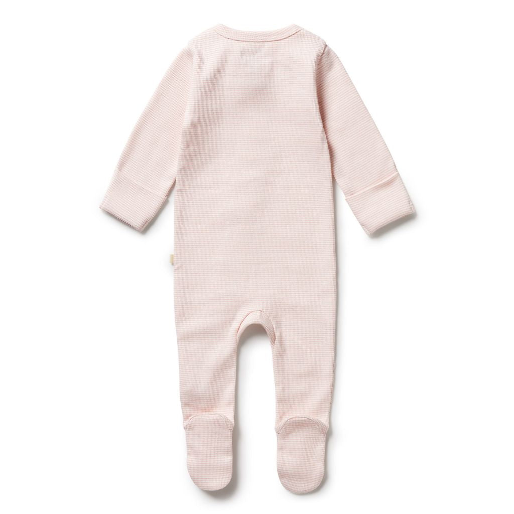Wilson & Frenchy Organic Stripe Rib Zipsuit with Feet Cantaloupe