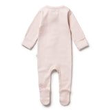 Wilson & Frenchy Organic Stripe Rib Zipsuit with Feet Cantaloupe