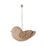 Maileg Fabric ornament, Bird - Winter heart - Sand