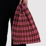 Baggu Pleated Baggu - Azalea Pink Tartan