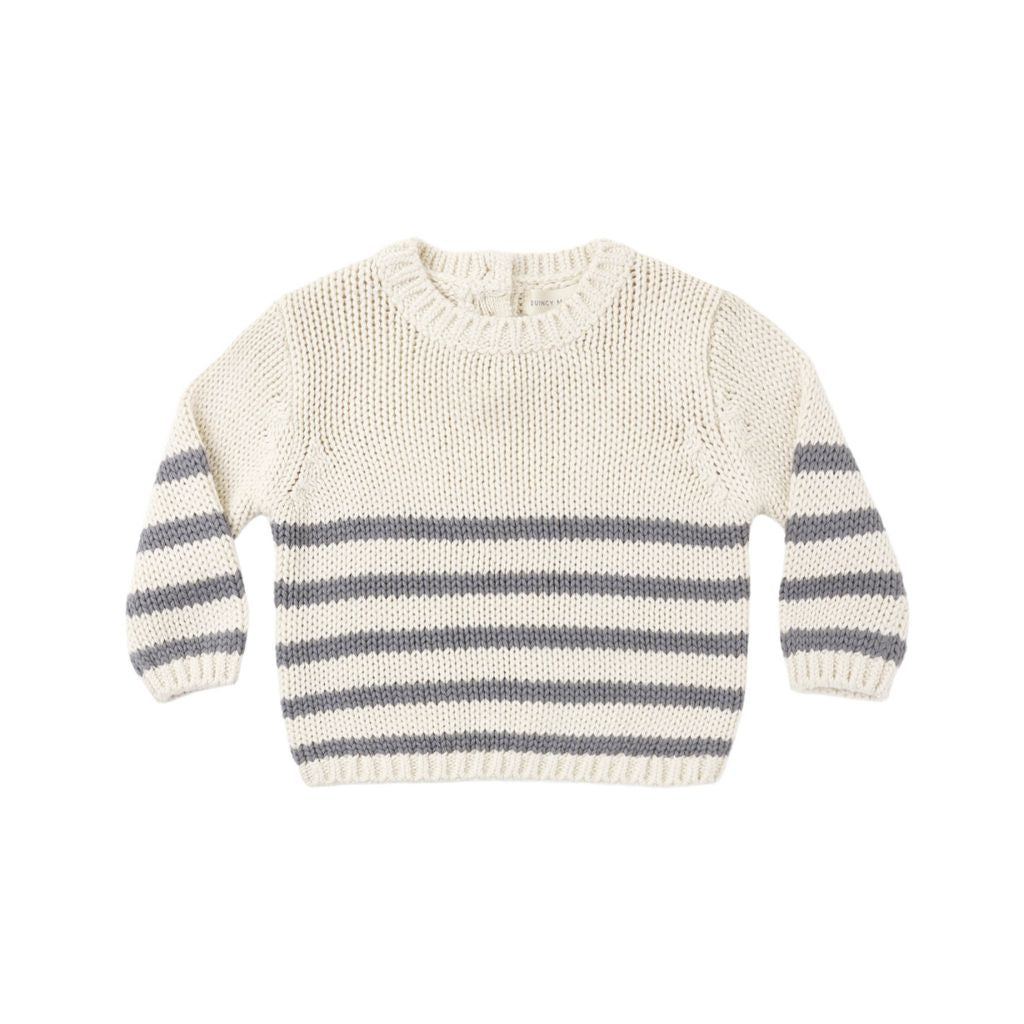 Quincy Mae Rex Sweater Slate Stripe
