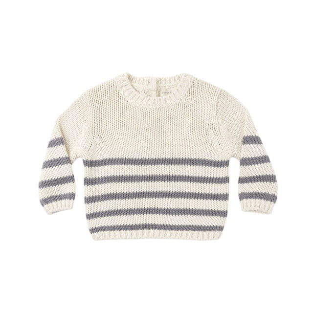 Quincy Mae Rex Sweater Slate Stripe