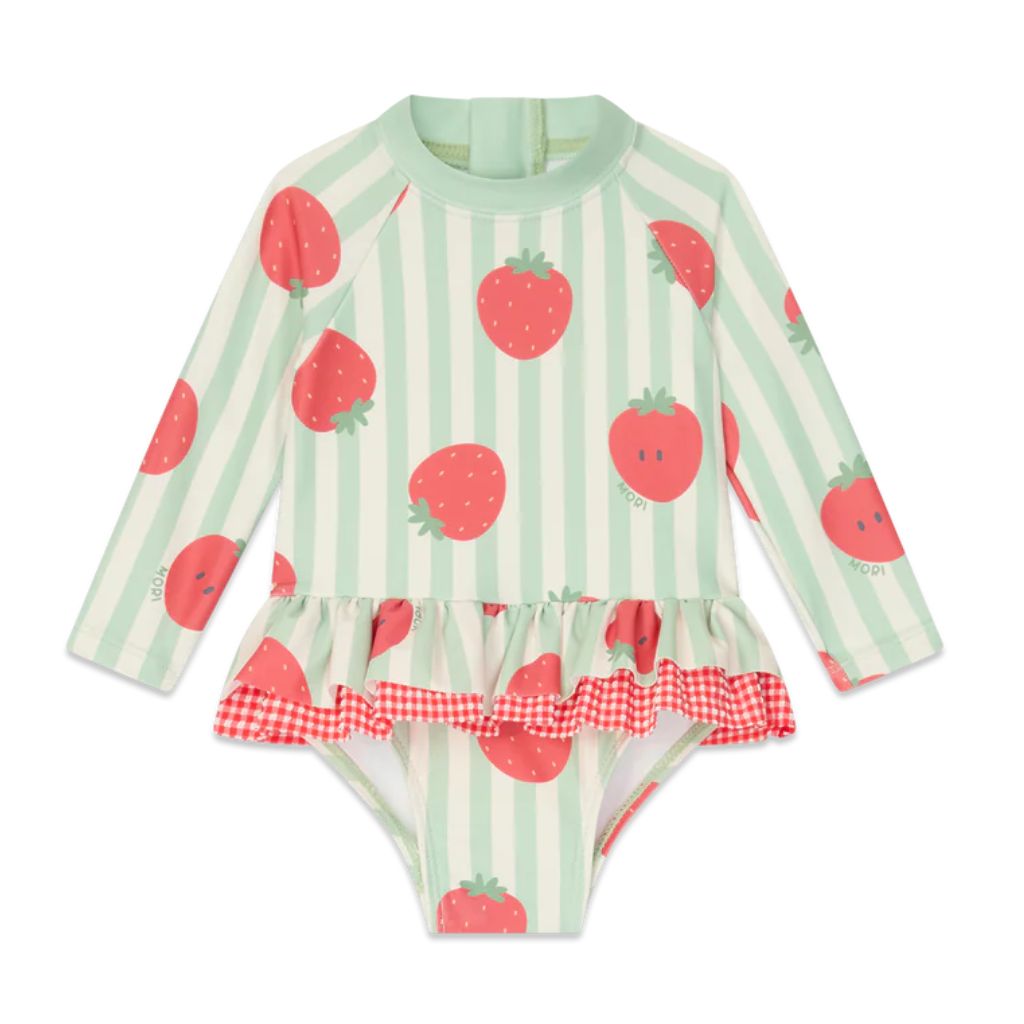 Mori Stripe Frill Long Sleeve Swimsuit
