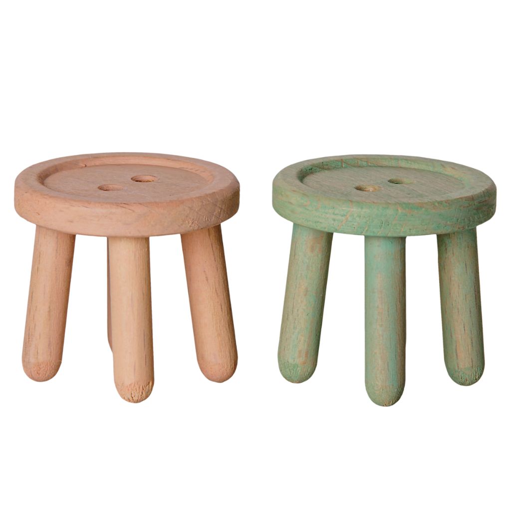 Maileg Stool set, Mouse - Light rose/Light mint