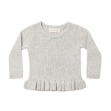 Quincy Mae Rib Knit Peplum Top Heathered Fog