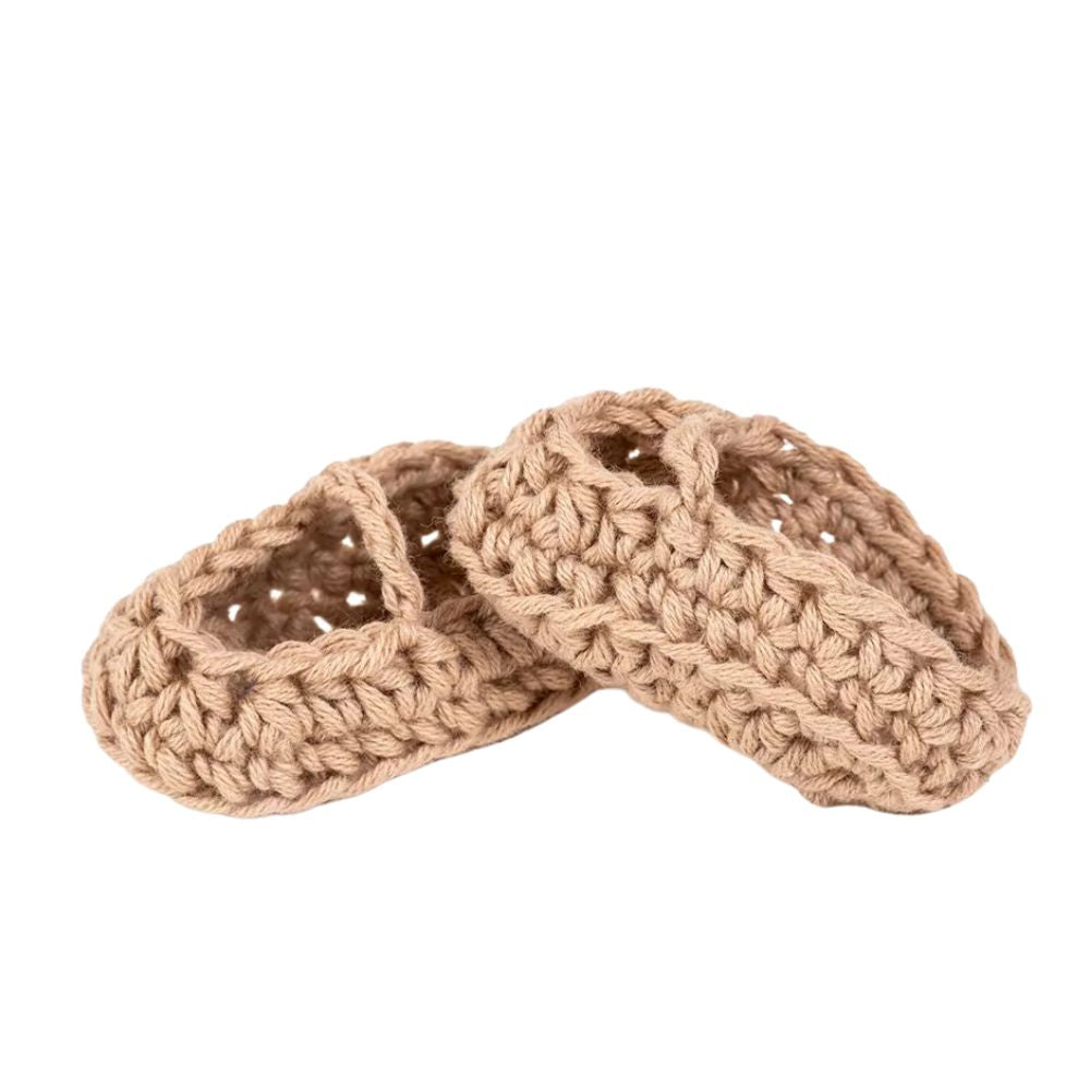 Minikane Clothing for Gordis Dolls 34cm- Hand Knit Ballerina Slippers in Beige