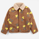 Bobo Choses Pixel Abduction reversible jacket in brown recycled polyamide, two sided wear, boxy fit