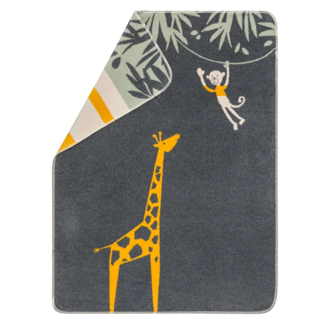 Fussenegger Maja Baby Blanket Organic Cotton Giraffe Charcoal 100x75cm