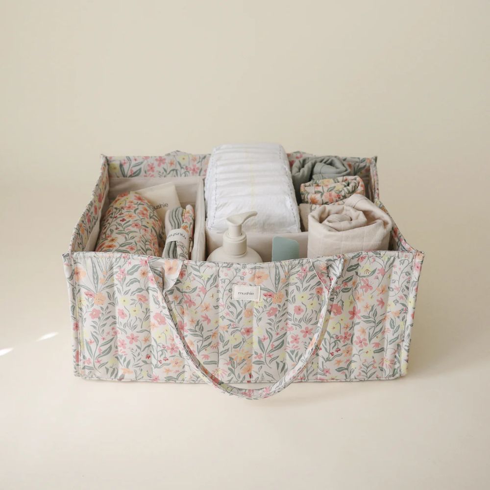 Mushie Diaper Caddy - Pastel Blooms