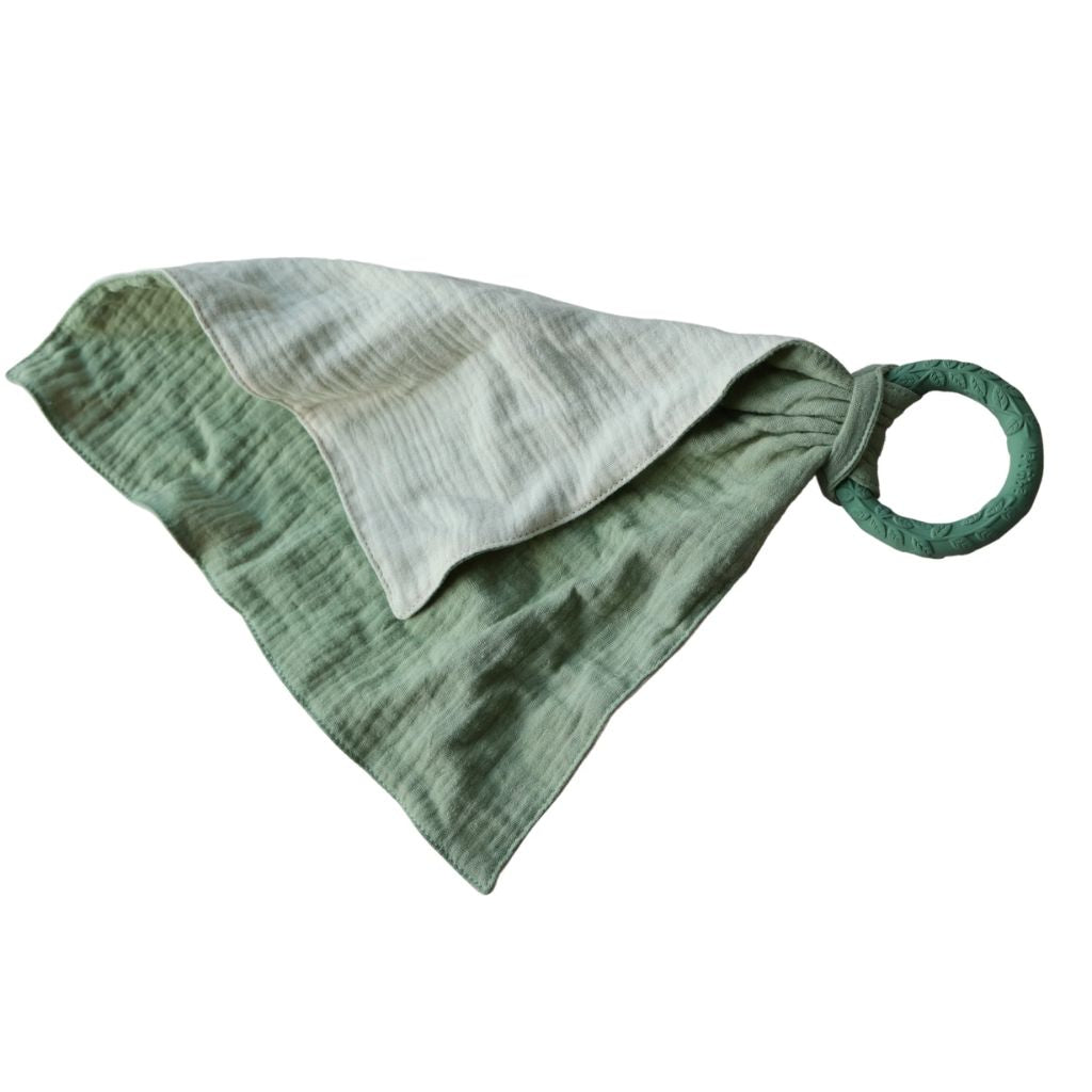 Natruba Organic Muslin Comforter with Leaf Ring-Green