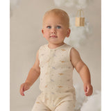 Quincy Mae Ribbed Henley Romper Dinos