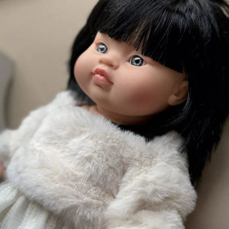 Minikane Clothing for Gordis Dolls 34cm- Kaya outfit with ecru faux fur sweater and white tutu