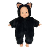 Minikane Babies Collection 28cm - Halloween Jumpsuit Little Cat in Faux Fur Rabbit Black