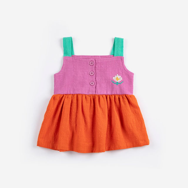 Bobo Choses Baby Pixel Daisy Color Block Woven Dress