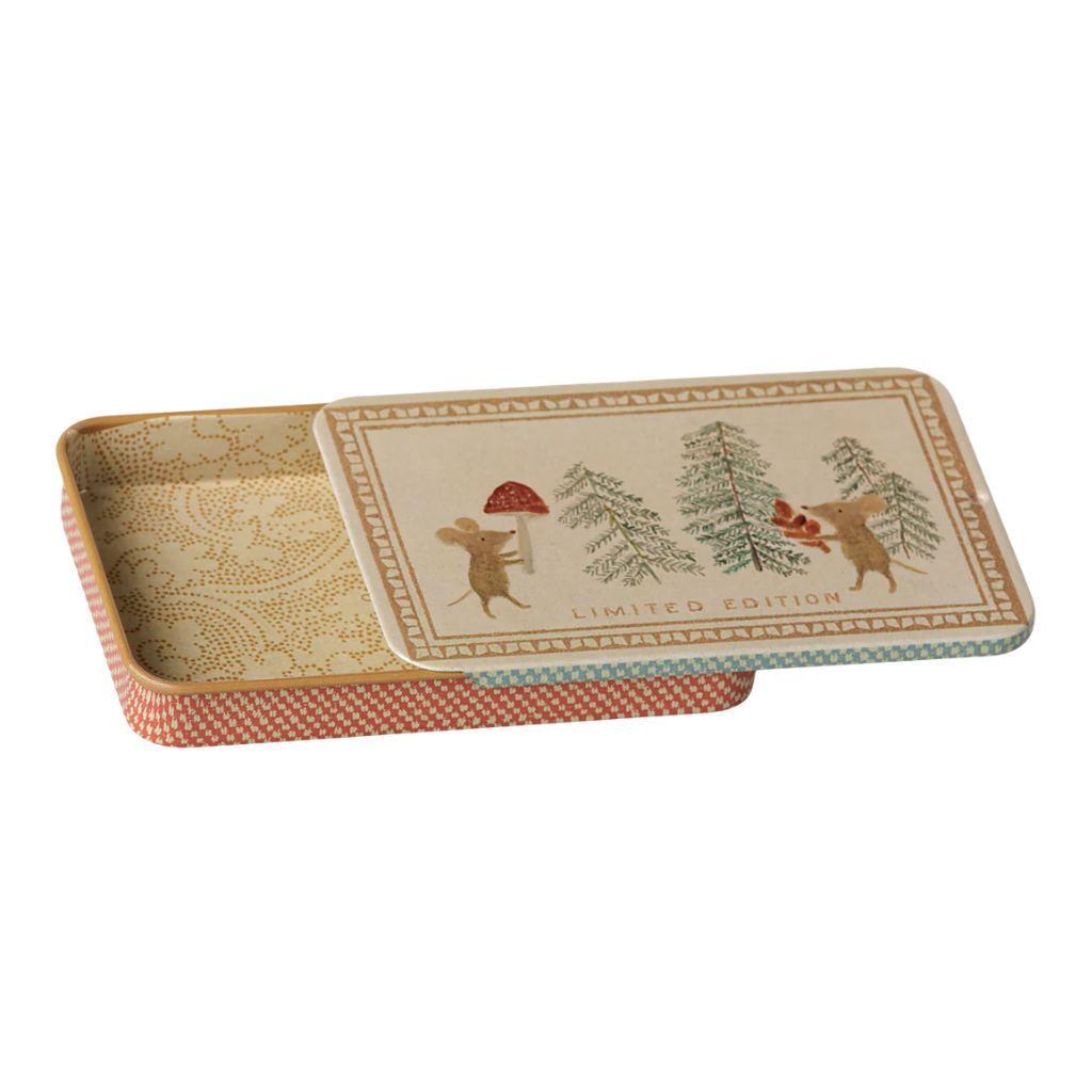 Maileg Metal box w. sliding lid - Christmas Mice
