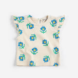 Bobo Choses Baby Pixel Flowers all over ruffled top