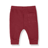 1 + in the Family THOMPSON burgundy baby pants in soft fleece with side pockets and cuffed ankles