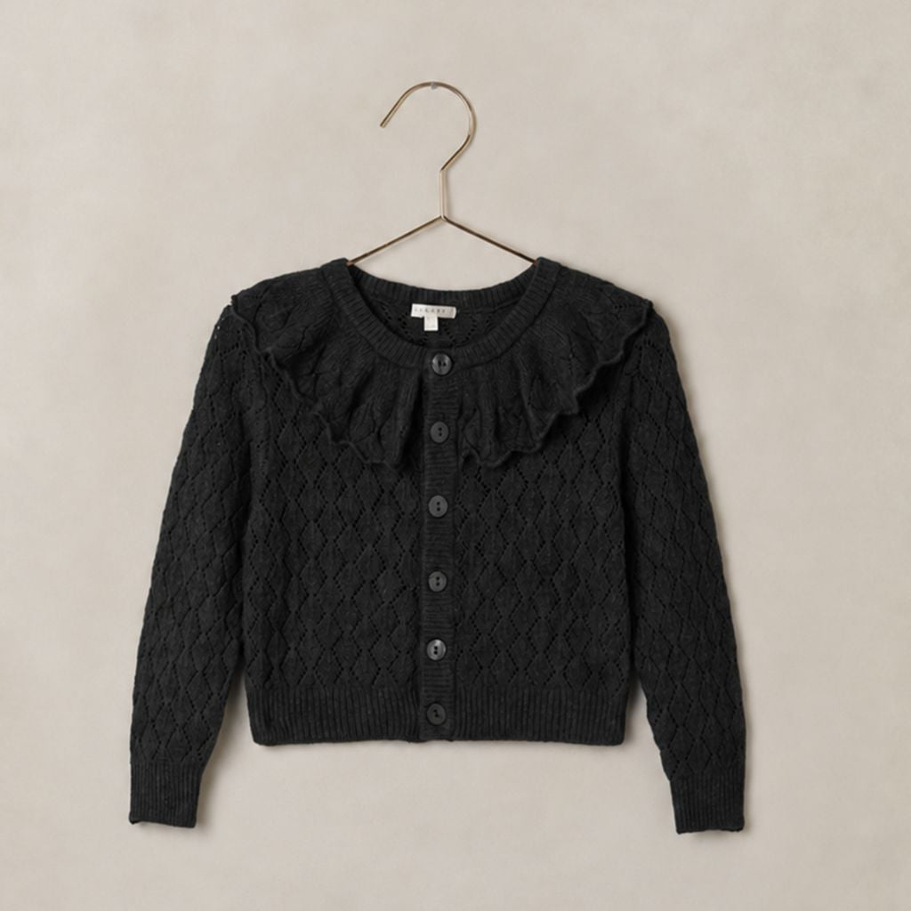 Noralee Ruffle Cardigan Sweater Black