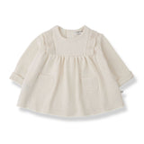 1 + in the Family TALENCE ivory newborn dress in soft capsule fleece with a flared A-line skirt