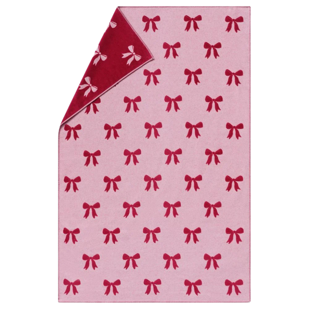 Fussenegger CARLA plaid "bows allover" - red 200 x135 cm