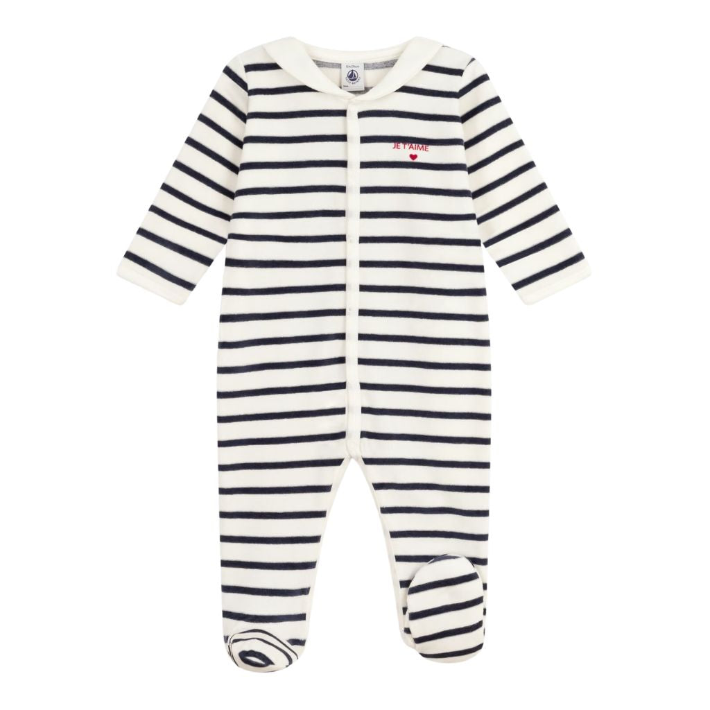 Petit Bateau Sleeper with collar Marine