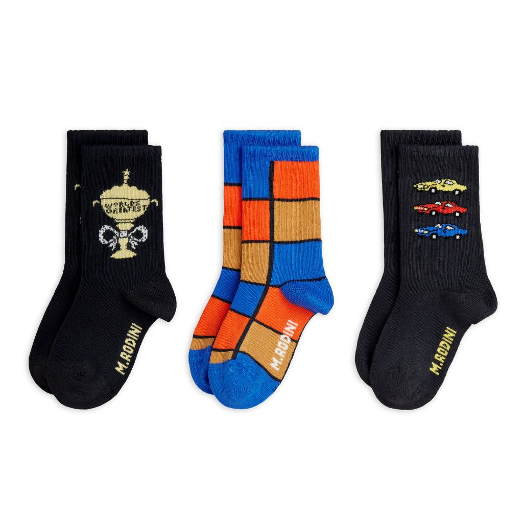 Mini Rodini Cars 3-Pack Socks