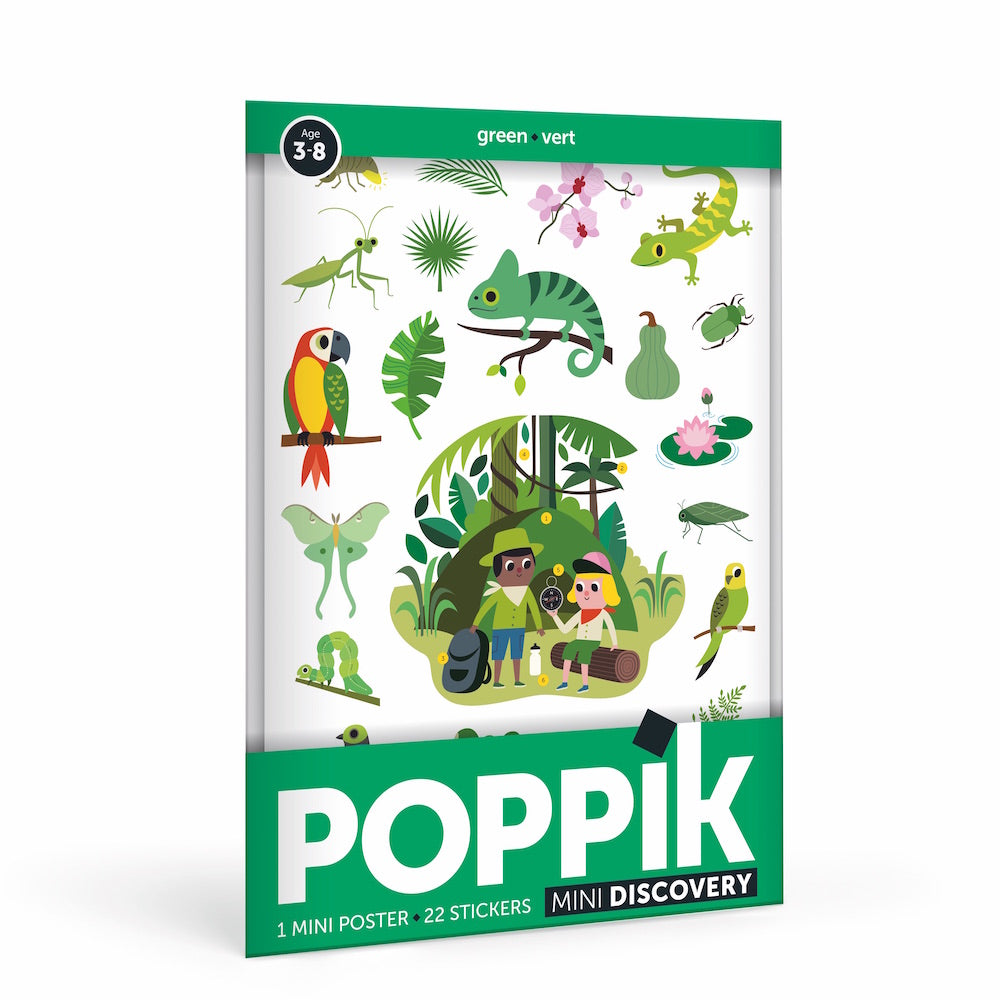 Poppik Mini Discovery Posters- Jungle Green, 26 Stickers