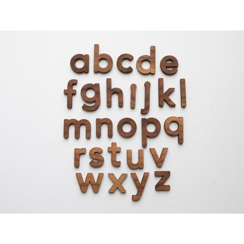 Wooden Alphabet Set in Walnut Lowercase