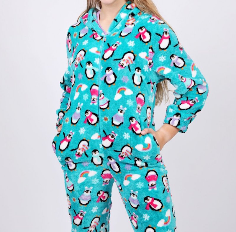 Body Candy Juniors Allover Print Plush Fleece Sleepwear Adult Onesie Union  Suit Pajama with Hood, Pink