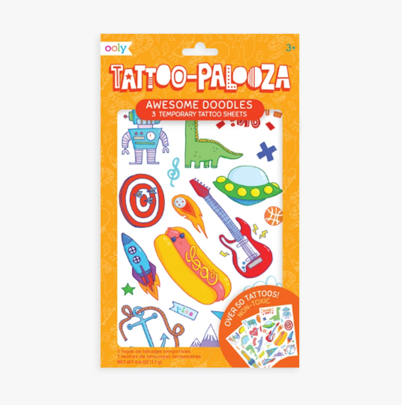 Tattoo-Palooza Temporary Tattoos - Awesome Doodles 3 Sheets
