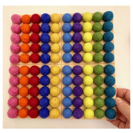 Papoose Hundreds Board with Bright Felt Balls, 2cm