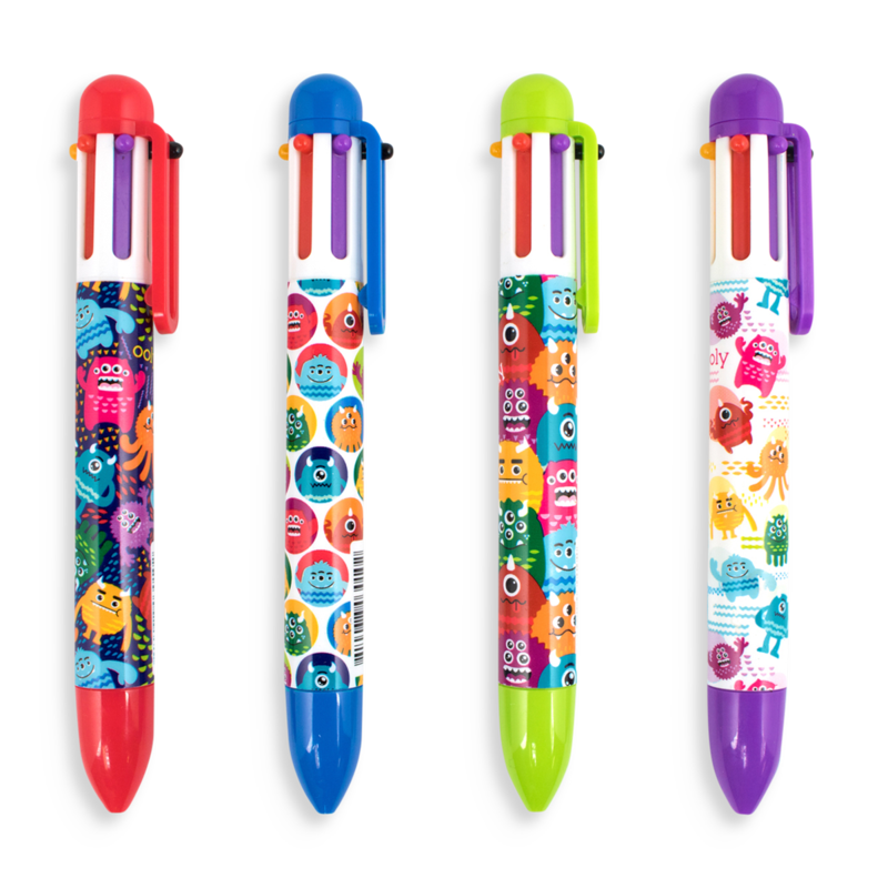 6 Click Multicolour Pens - Monster